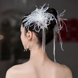 Feather Hairband Tiaras Wedding Hair Accessoreis For Women Rhinestone Silver Colour Headband Fairy Girl Party Bridal Hair Jewellery