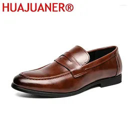 Casual Shoes Spring Autumn Prom Evening Long Men's Leather Loafers Male Slip On Flats Brogue Retro Upscale Comfy