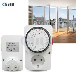 24 Hour Cyclic Timer Switch Kitchen Timer Universal Timing Socket Mechanical Timer 230VAC 3500W 16A UK EU US Plug Outlet Loop