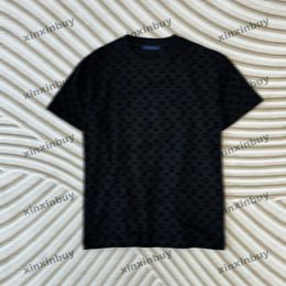 xinxinbuy Men designer Tee t shirt 2024 Italy Letter flocked jacquard cotton short sleeve cotton women Grey black blue Apricot S-XL