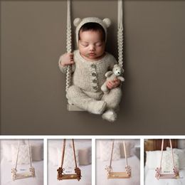 16x31x80cm Children Newborn Photography Props Baby Hand Weaving Swing Photo Shoot 100 Days Crib Assisted Furniture Souvenir 0-3m