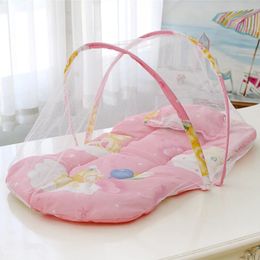 Baby Mosquito Nets Foldable Bed Infant Cotton Pillows Portable Folding Baby Bedding Crib Netting Bed Tent 240326