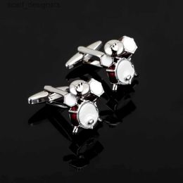 Cuff Links Luxury Shirt drums Cufflinks Red white Colour musicians singer Design Best Gift For Men cuff Link Retail Wholesale Fashion Style Y240411