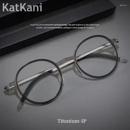 Sunglasses Frames KatKani Retro Round Pure Titanium Women's Eyeglass Frame Optical Prescription Glasses For Men 98383