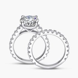 3Carat Full Moissanite Row Rings Set GRA Certified Four Claw D Colour Diamond Bridal Ring Engagement Wedding Band For Women KUTPF