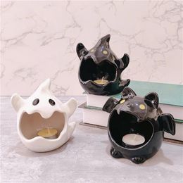 Candle Holders Ghost Bat Snack Dishes Tray Candlestick Ornament Halloween Decoration Atmosphere Art Cartoon Cute Ceramic Holder Statue