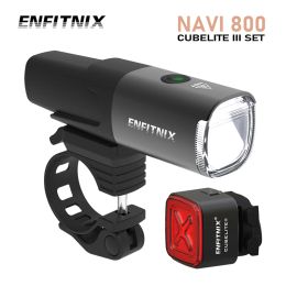 Enfitnix Navi800 Bike Smart Headlights Taillights Set Road MTB Front Light 800Lumens USB Rechargeable 3350mAh Battery Removable