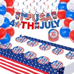 Party Decoration Independence Day Supplies Red Blue White Paper Cutlery Set National Decor With
