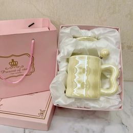 Mugs Milk Fufu High Beauty Mug Gift Packaging Pearl Glaze Set Water Cup Girl Mood Couple Coffee Birthday Spoon