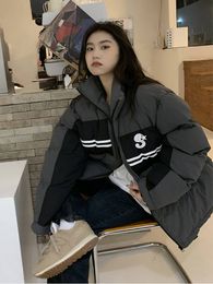 Winter new American Parkas jackets women's bread clothing Harajuku casual Joker Korean thick collar zipper stitching coat jacket