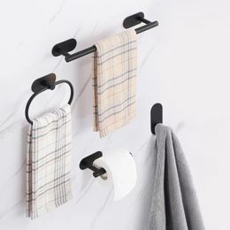 Self-Adhesive Bathroom Accessories Sets gold silver Towel Rack Bar Rail Ring Robe Clothes Hook Toilet Tissue Roll Paper Holder