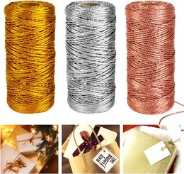100M/Roll Metallic Thread Cord Gold Silver Macrame Cord Rope Gift Packing Wrap Rope For DIY Craft Braided Making