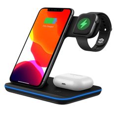 3in1 10W Fast Wireless Charger Dock Fast Charging Stand Charging For iPhone 11 X XR XS Max Watch Airpods7817004