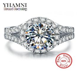 YHAMNI Real Solid 925 Silver Wedding Rings Jewelry for Women 2 Carat Sona CZ Diamond Engagement Rings Accessories XMJ5109317144