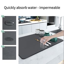 Diatom Mud Kitchen Rug Super Absorbent Drying Mat Coffee Machine Drain Pad Anti Slip Bathroom Mats Tableware Placemat Carpet