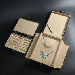 Jewellery Pouches Suede Chain Box Rectangular Loose Diamond Necklace Pendant Leather Storage