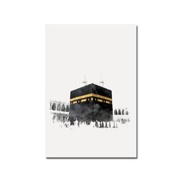 Islamic Calligraphy Holy Land Mecca Black Print Art Canvas Poster For Living Room Decor Home Wall Picture