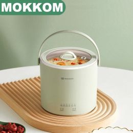 Pots MOKKOM Electric Multi Cooker 800ML NonStick Coating Mini Hot Pot Portable With Handle Touch Button 500W Noodles Pot