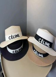 Wide Brim Hats Sai Home Correct Letters Flat Top Hat Fashion Sunbonnet Allmatch Large Eaves Sun Cap Beach Caps Summer4677446