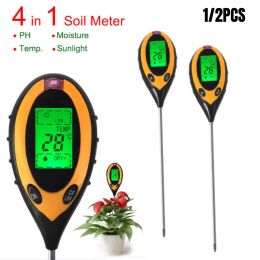 1/2PCS 4 In 1 Soil PH Metre Moisture Monitor Digital Temperature Sunlight Tester for Gardening Plants Farming with Blacklight