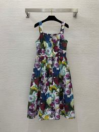 Leisure Dress 2024 Spring/Summer Fashionable Fine Strap Printed Retro Bohemian Vacation Dress