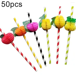 Drinking Straws 50Pcs Cocktail Disposable Straw Retro Hawaii Party Juice Fun For Bar Summer Pool Wedding Supplies