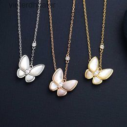 High End Vancelfe Brand Designer Necklace White Butterfly Necklace Female 925 Silver Natural Light Luxury Trendy Designer Brand Jewelry
