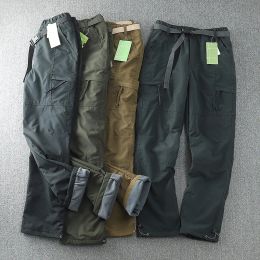 Packs Germany Windproof Waterproof Plush Soft Shell Pants Outdoor Men's Straight Multi Bag Overalls Camping Hunting Equipment Trousers