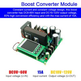 900W 15A Boost Converter Constant Current Constant Voltage Module DC9-60V Input DC10-120V Output Voltage Transformer Regulator