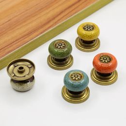 Retro Single Hole Closet Door Handles Art Ceramic Handles 32mm Drawer Knobs Cabinet Handles with Screws Furniture Handles