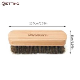 1pcs New Horsehair Wooden Brush Shoe Polishing Brush Polishing Buffing Brush Seat Handle Dashboard Roof Shoes Cleaning Brush