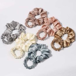1Pc Women Silk Scrunchie Elastic Multicolor Hair Band for Women Solid Colour Satin Ponytail Holder Headband Hair Accessories