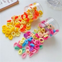 AISHG 100Pcs/Set Box Sweet Style Color Tied Hair Cute Durable Tie Hair Rubber Band Head Rope Not Hurt Hair Towel Ring Hair Ring