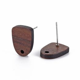 25Pairs Walnut Wood Stud Earring Findings with Pins Brown Leaf Teardrop Stud Earring Base Connectors for Jewellery Making DIY