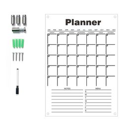 Acrylic Erasable Calendar Whiteboard Clear Refrigerator Calendar Weekly Planner Schedule Board for Home Office