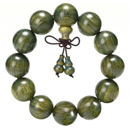 Tibetan Buddhism Green Carbide Natural Wood Bracelet Men Big Beads Bracelet Jewelry