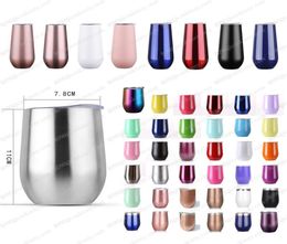 9 oz Stemless Wine Glasses Egg Cups With lid Stainless Steel Tumbler Unbreakable Drinkware Bottles Travel Mugs solid8168446