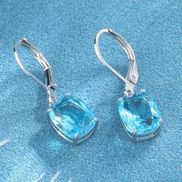 Dangle Earrings 2024 Fashion Bright Sky Blue Zircon Drop For Bridal Wedding Engagement Party Elegant Lady Jewelry Anniversary Gifts