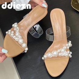 Dress Shoes Pearl Ladies High Heels For Slingbacks Female Fashion Sandals Pumps Women 2024 Footwear Transparent