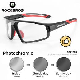 ROCKBROS Pochromic Bike Glasses Bicycle Cycling Glasses Outdoor Sports Sunglasses MTB Road Cycling Eyewear Protection Goggles 240409