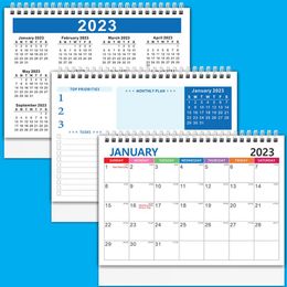 Dual Coil Decorative Clear Printed Standing Flip Desktop Monthly Calendar 2023 Desk Calendar School Supplies