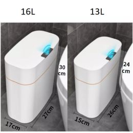 16L Smart Trash Can Automatic Sensor Dustbin Bucket Toilet Waste Bin Garbage Basket Recycling For Home Kitchen Bathroom Wastebin