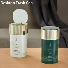 Desktop Trash Can Large Capacity Mini Trash Can Push-pull Cover Storing Mini Multifunctional Trash Can Waste Container