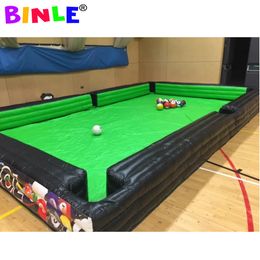 Interactive Game Large Footpool Inflatable Snooker Football Pool Table With 16 Balls Black Inflatable Billard For Soccer Event