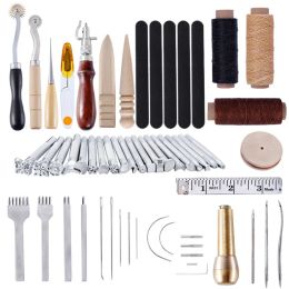 Leather Craft Tools Kit Hand Sewing Stitching Punch Carving Work Saddle Set Accessories DIY Tool Set for Shoemaker Canvas Repair