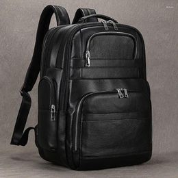 Backpack Nesitu High Quality Large Capaicty Big A4 Black Top Grain Genuine Leather 14'' 15.6'' Laptop Women Men Travel Bag M1823