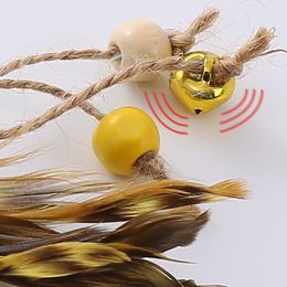 4pcs Feather Cat Toy Wood Pet Toy With Small Bell For Kitten