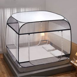 Summer Home Free-install Mongolian Yurt Double Bed Three Door Mosquito Net Zippered Square Top Foldable Anti Drop Mosquito Net