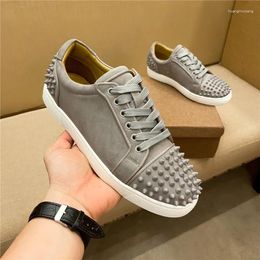 Casual Shoes 2024 Luxury Men's Rivets Low-top Leather All-match Sneakers 36-48