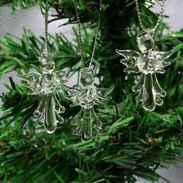 3PCS Cute Clear Murano Glass Angel Mini Figurine Pendant Christmas Tree Decor Supplies Woman Jewellery Necklace Making Accessories